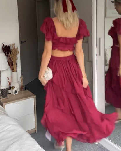 Isabella | Mujer Vestido Romántico Fluido con Volantes en Capas