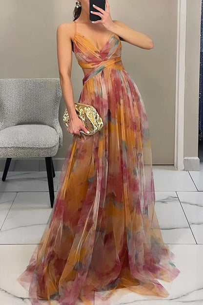 Giselle | Mujer Maxi Vestido Floral con Cierre Trasero Ajustable