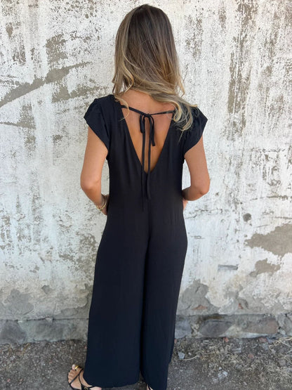 Josephine | Mujer Mono Maxi con Escote en V y Estampado de Leopardo