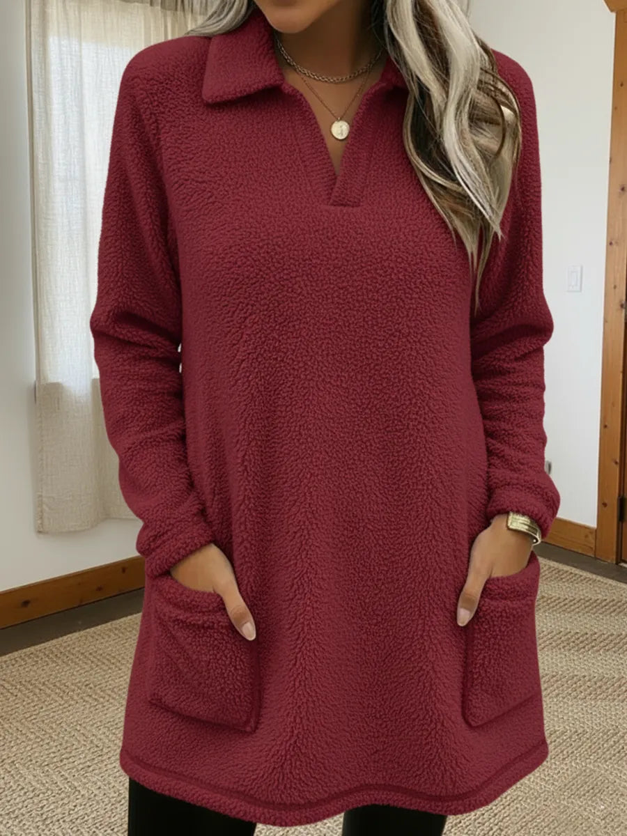Elysavianne | Mujer Sudadera de Forro Polar con Cuello Polo