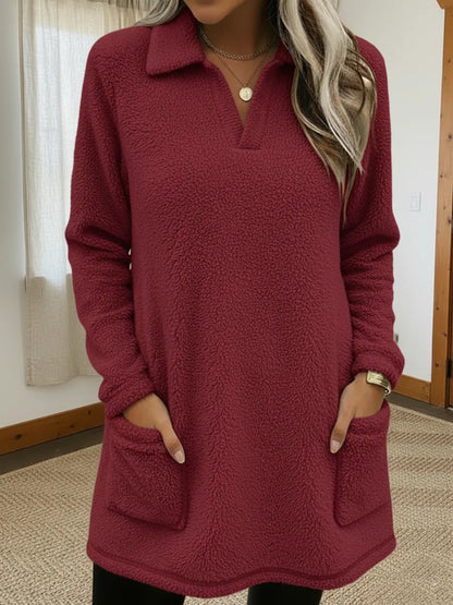 Elysavianne | Mujer Sudadera de Forro Polar con Cuello Polo