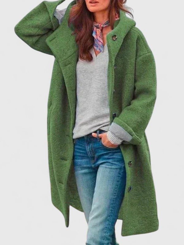 Maris | Mujer Chaqueta Texturizada con Capucha y Botones de Carey