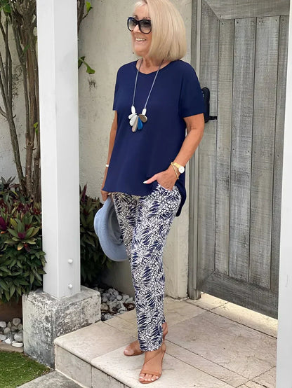 Ulla | Mujer Conjunto de Verano con Estampado Artístico