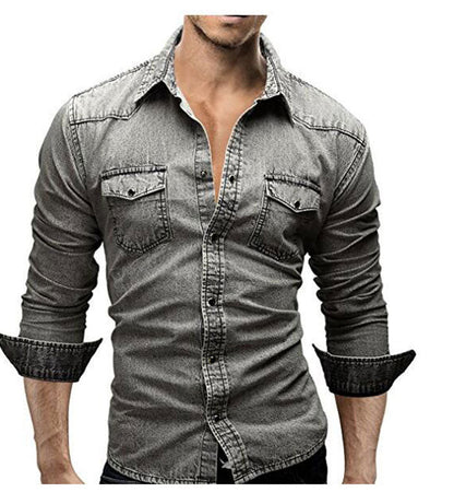 Sem | Hombre Camisa Vaquera de Denim de Corte Slim