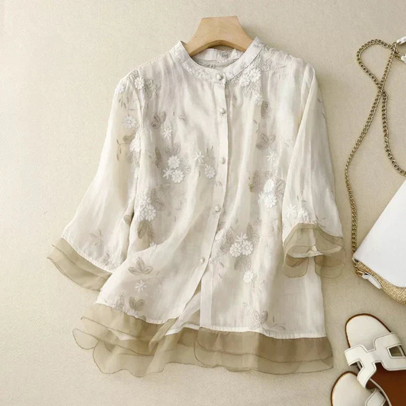 Nadine | Mujer Blusa Bordada Favorecedora Versátil