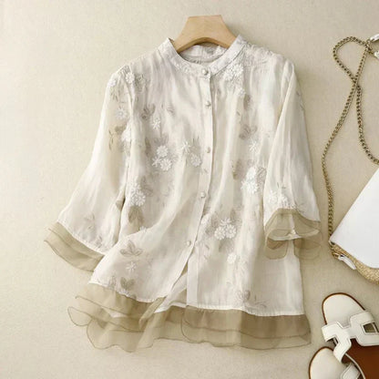 Nadine | Mujer Blusa Bordada Favorecedora Versátil
