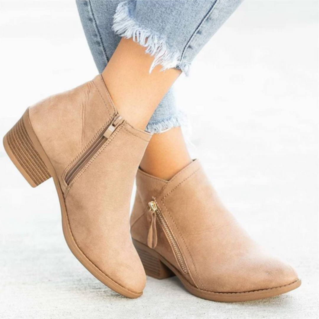 Sabrina | Mujer Botines con Cremallera Lateral y Tacón Bajo