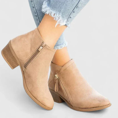 Sabrina | Mujer Botines con Cremallera Lateral y Tacón Bajo