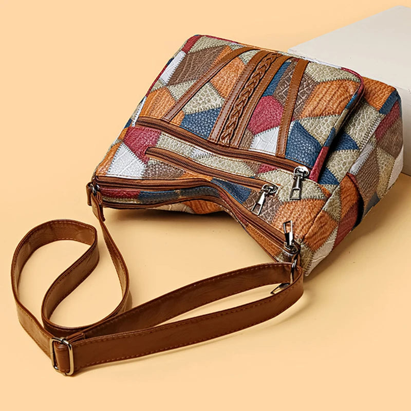 Evelina | Mujer Bolso de Hombro con Estampado Patchwork Geométrico