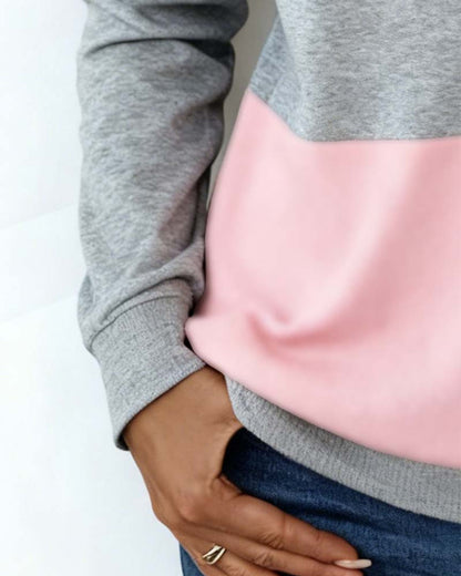 Dorinavelle | Mujer Sudadera Colorblock con Media Cremallera