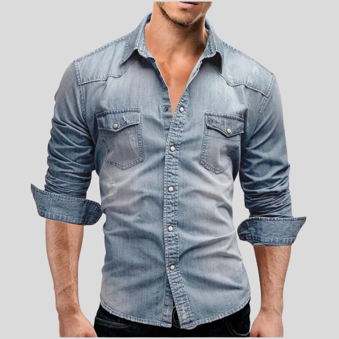 Sem | Hombre Camisa Vaquera de Denim de Corte Slim