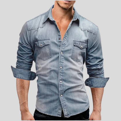 Sem | Hombre Camisa Vaquera de Denim de Corte Slim