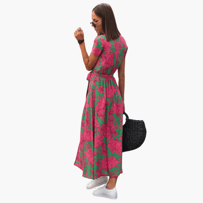 Yolanda | Mujer Vestido Cruzado Fluido con Cintura Definida