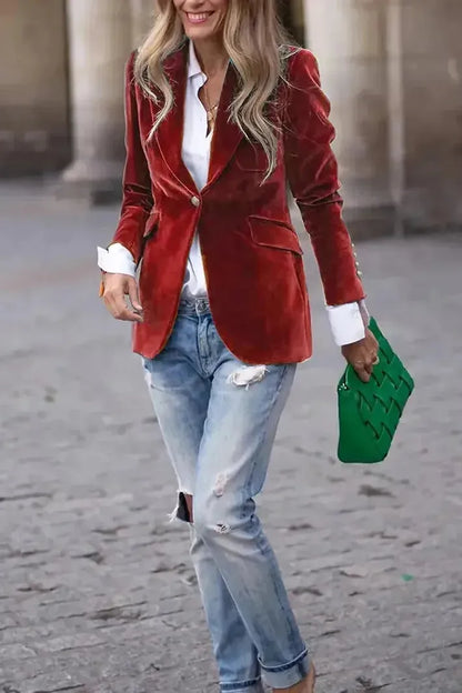 Victoria | Mujer Blazer Estructurado con Botones Dorados