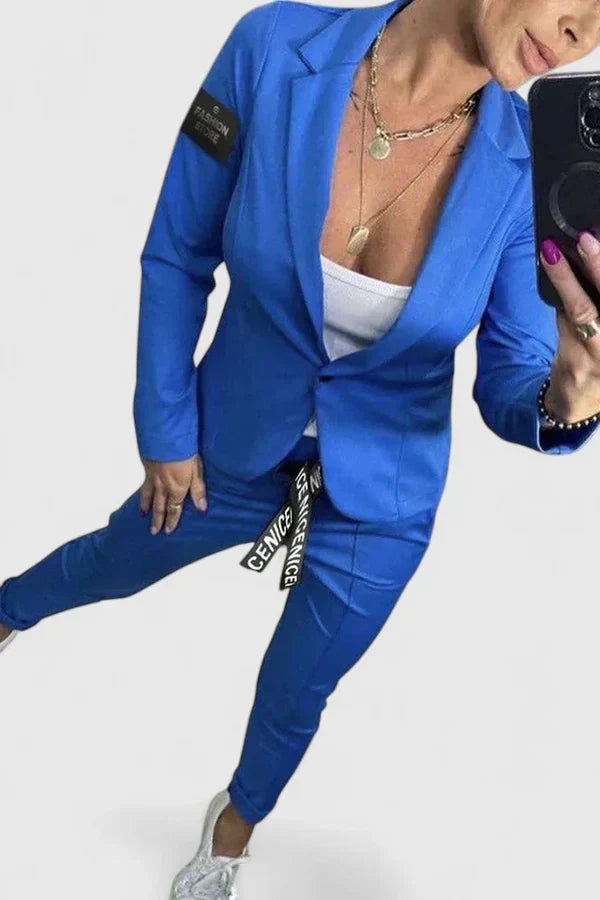 Alina | Mujer Traje de Dos Piezas con Blazer Estructurado y Pantalón