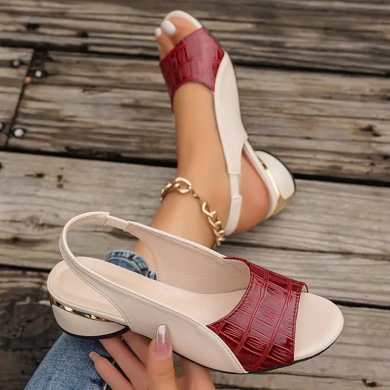 Trix | Mujer Sandalias de Tacón de Bloque con Textura Cocodrilo