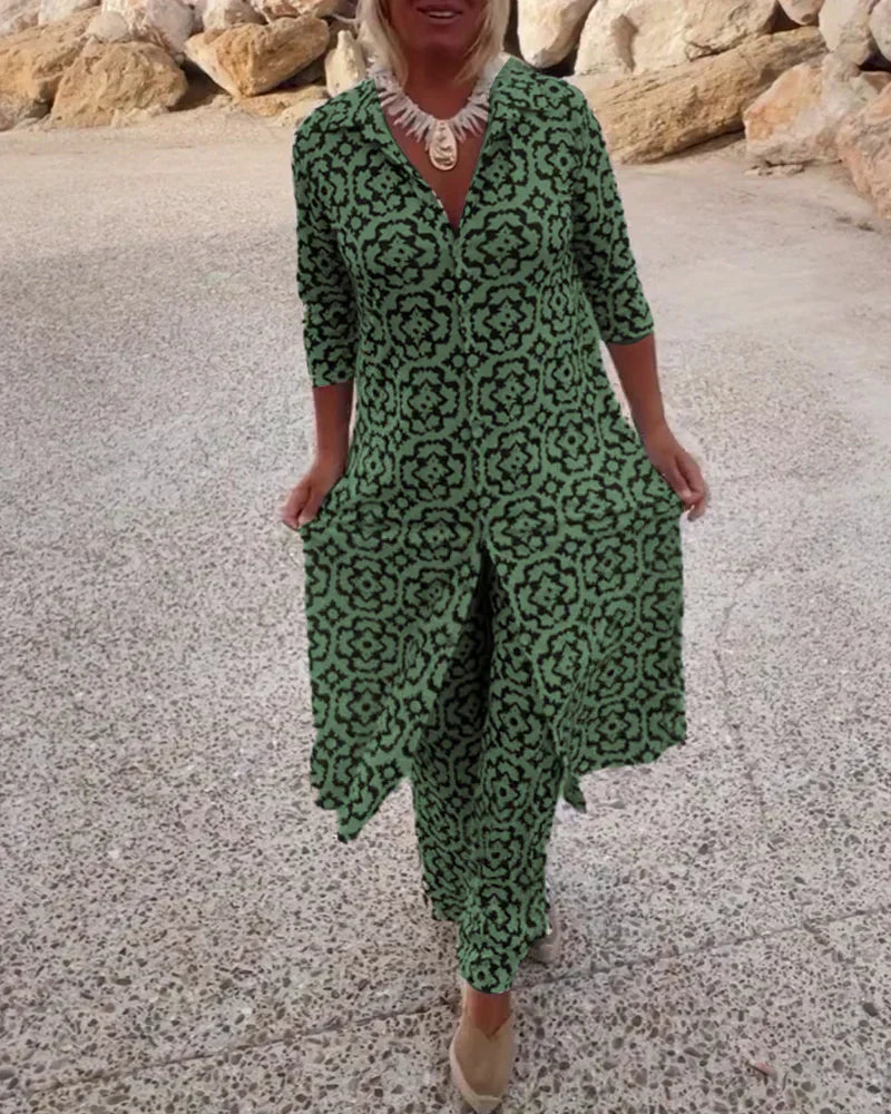 Naomi | Mujer Conjunto de Túnica y Pantalón Monocromático