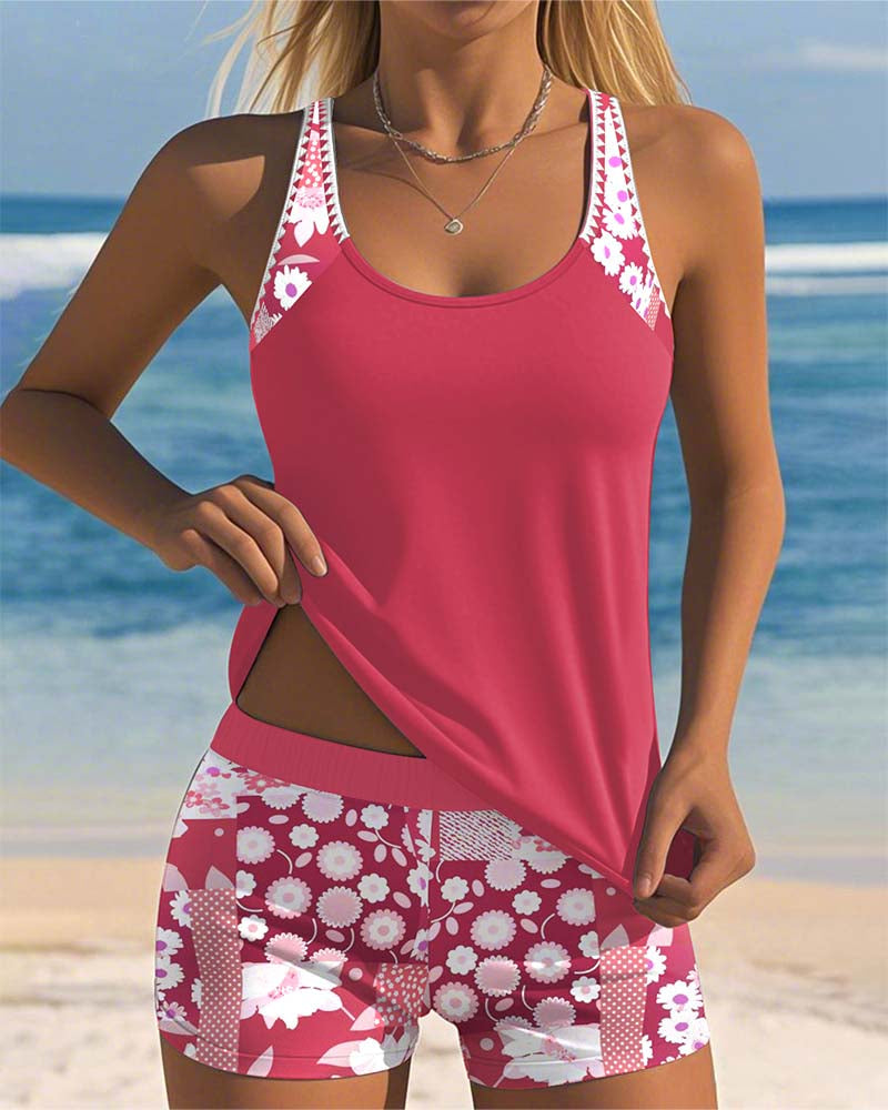 Veerle | Mujer Conjunto de Tankini Floral con Shorts