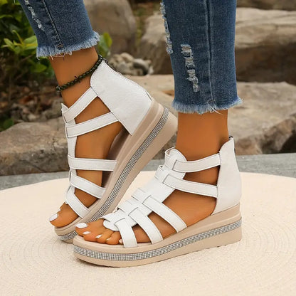 Everlie | Mujer Sandalias de Cuña con Detalles de Strass