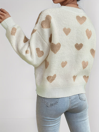 Lotte | Mujer Suéter de Punto con Estampado de Corazones