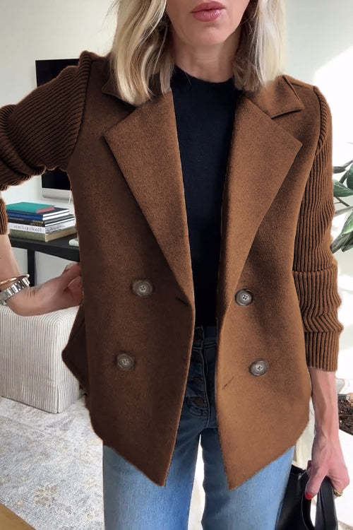 Edda | Mujer Chaqueta con Mangas de Punto y Cuello de Solapa