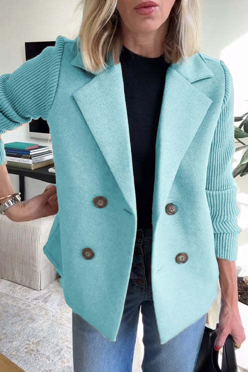 Edda | Mujer Chaqueta con Mangas de Punto y Cuello de Solapa