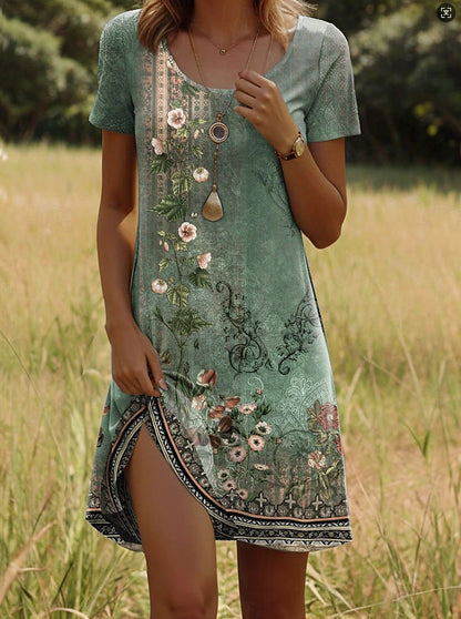 Julia | Mujer Vestido Boho Fluido con Estampado Llamativo