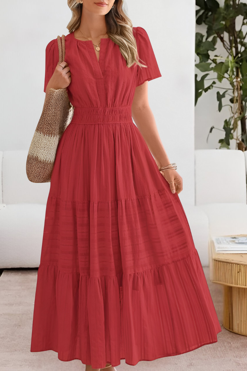 Freya | Mujer Vestido Maxi de Capas con Cintura Smock