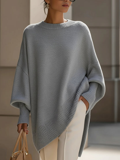 Morgan | Mujer Poncho de Punto con Detalles de Canalé