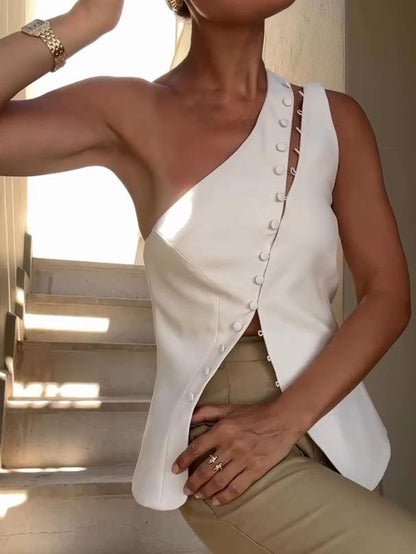 Arielle | Mujer Top Asimétrico de Un Hombro con Nudo