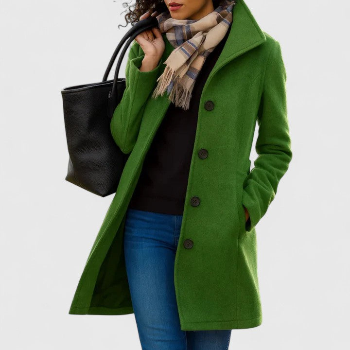 Aurora | Mujer Peacoat de Lana Entallado con Botones en Contraste