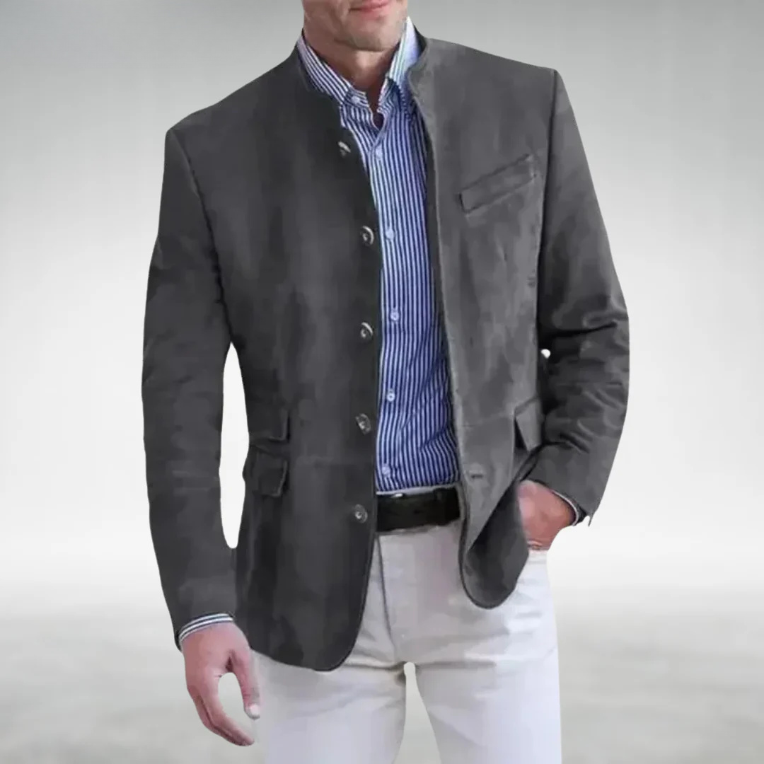 Leo | Hombre Blazer con Cuello Mao y Un Botón