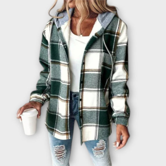 Linde | Mujer Sobrecamisa a Cuadros con Capucha