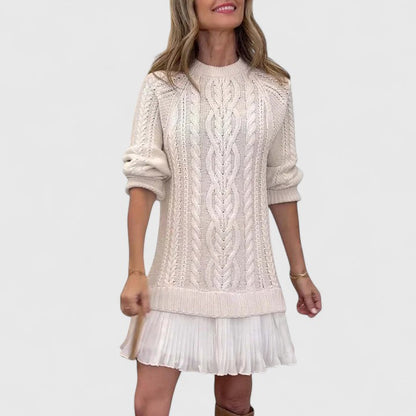 Julia | Mujer Vestido de Punto con Trenzas y Cuello Redondo