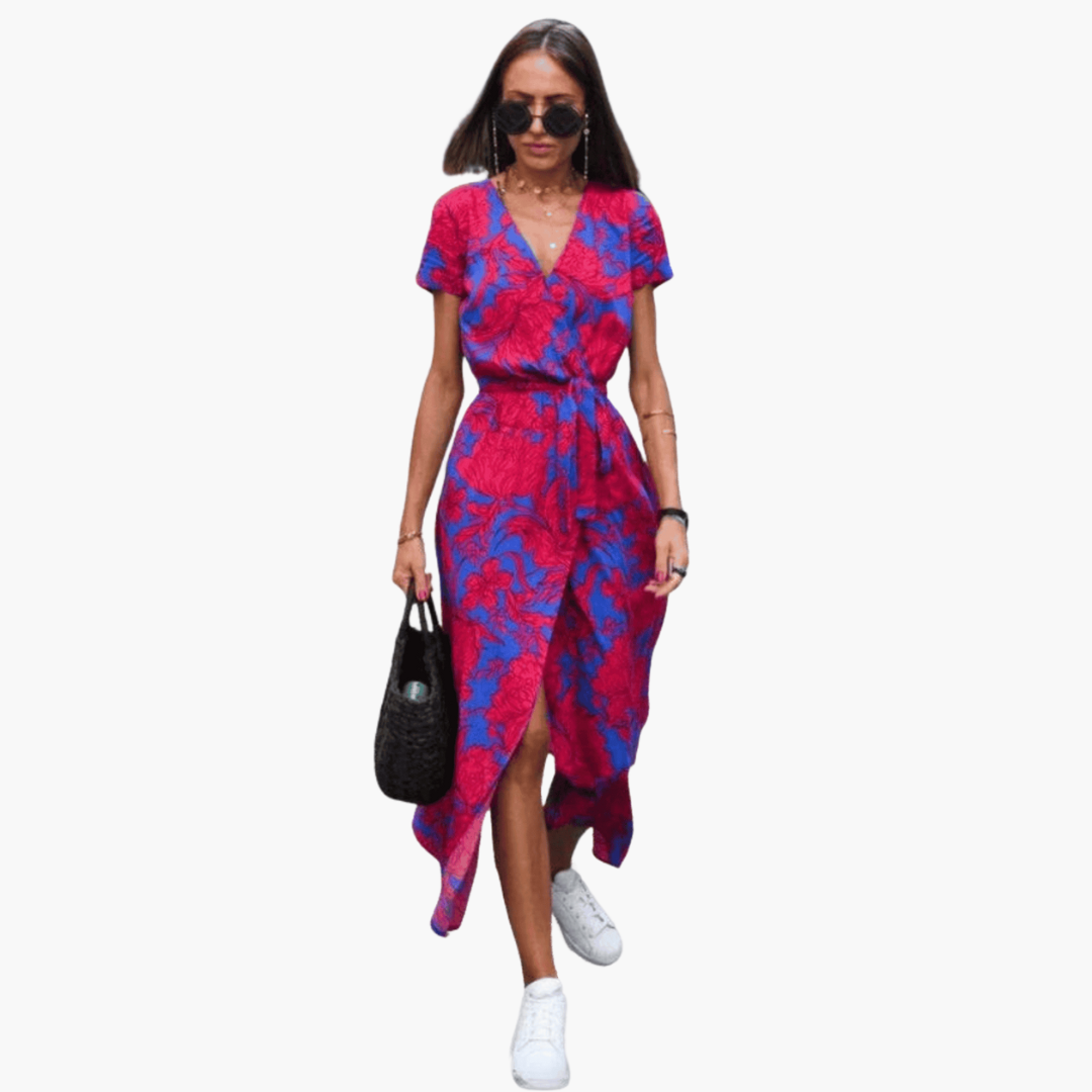 Yolanda | Mujer Vestido Cruzado Fluido con Cintura Definida