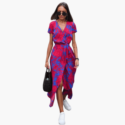 Yolanda | Mujer Vestido Cruzado Fluido con Cintura Definida
