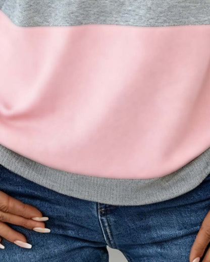 Dorinavelle | Mujer Sudadera Colorblock con Media Cremallera