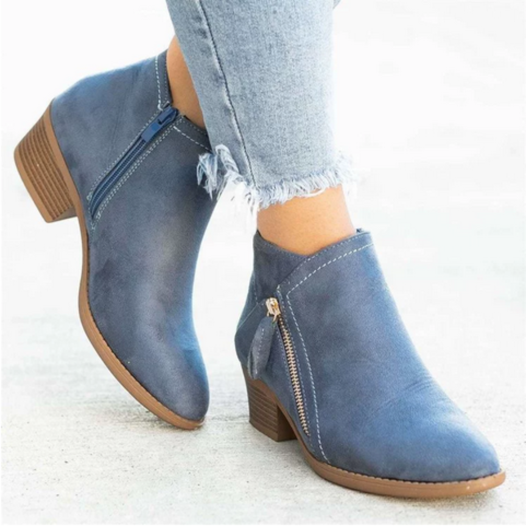 Sabrina | Mujer Botines con Cremallera Lateral y Tacón Bajo