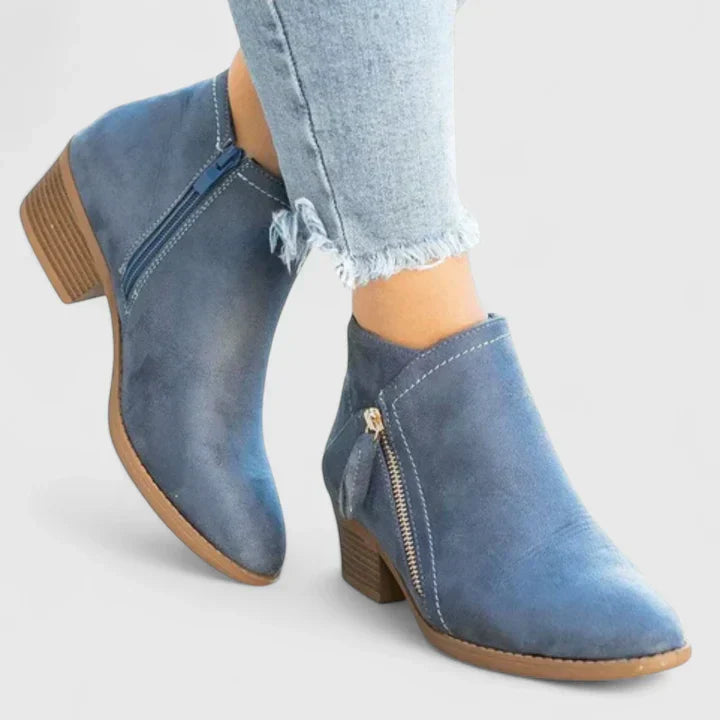 Sabrina | Mujer Botines con Cremallera Lateral y Tacón Bajo