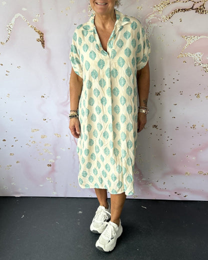 Yentl | Mujer Vestido Largo de Verano con Cuello de Solapa