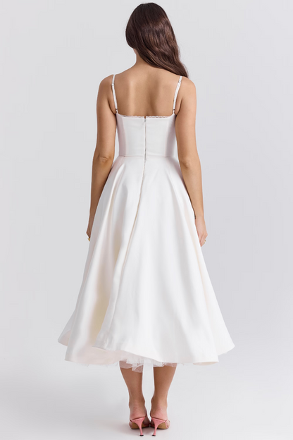 Soof | Mujer Vestido Midi de Tul con Corsé