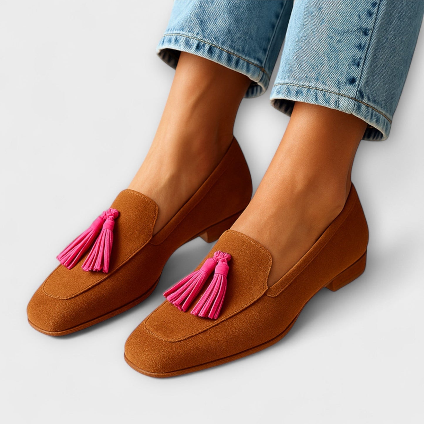Rosa | Mujer Zapatos Slip-On de Ante con Flecos