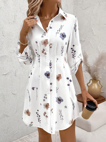 Adelinde | Mujer Vestido Camisero Floral con Botones