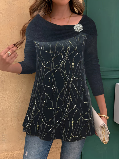 Lunessavine | Mujer Blusa Off-Shoulder Fluida con Detalles Decorativos
