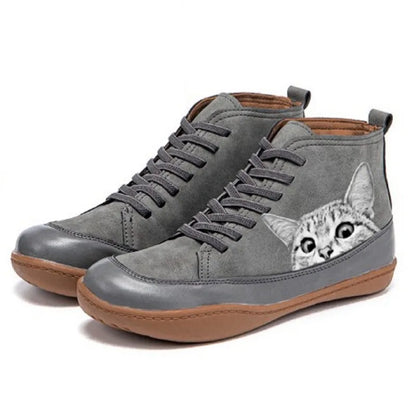 Isabel | Mujer Zapatillas Altas con Estampado de Gatos