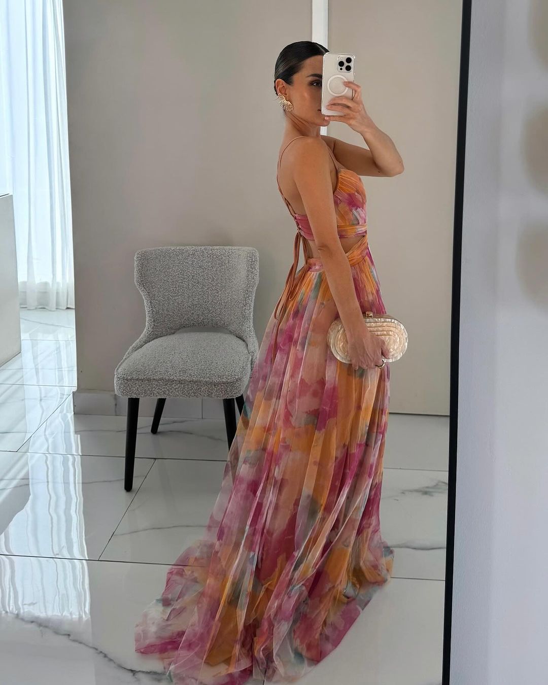 Giselle | Mujer Maxi Vestido Floral con Cierre Trasero Ajustable