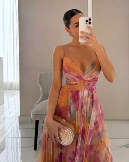 Giselle | Mujer Maxi Vestido Floral con Cierre Trasero Ajustable