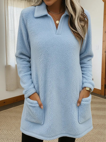 Elysavianne | Mujer Sudadera de Forro Polar con Cuello Polo