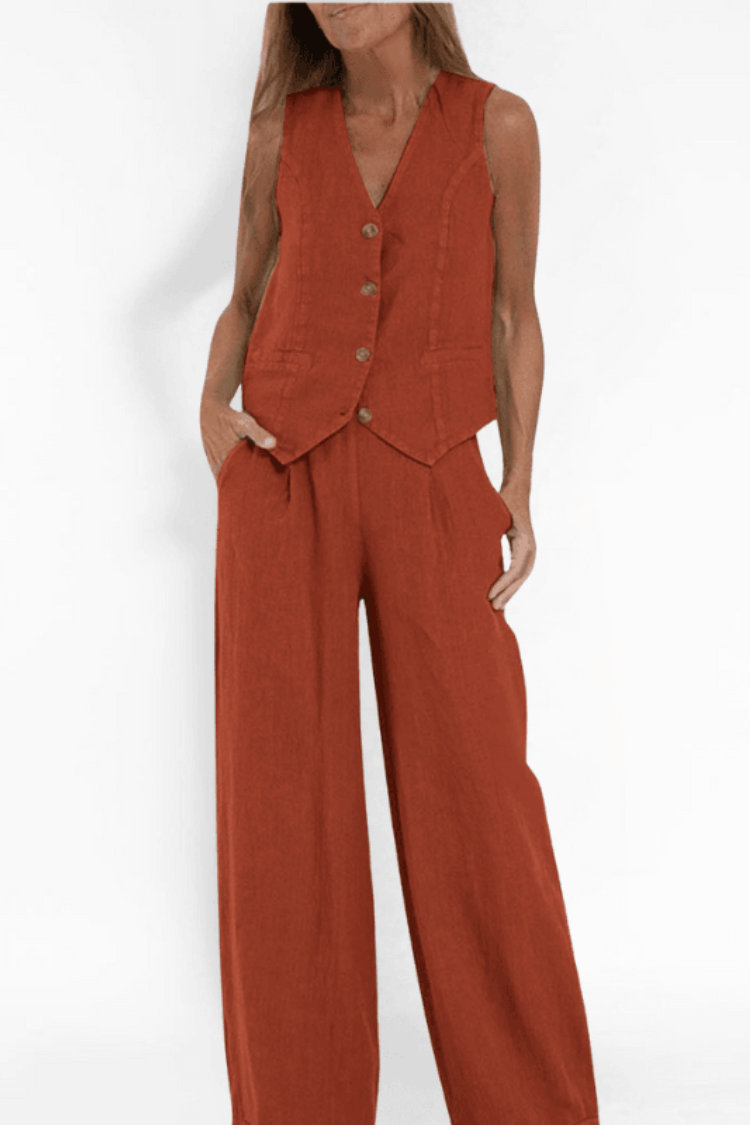 Amarens | Mujer Conjunto de Verano de Dos Piezas Fluido