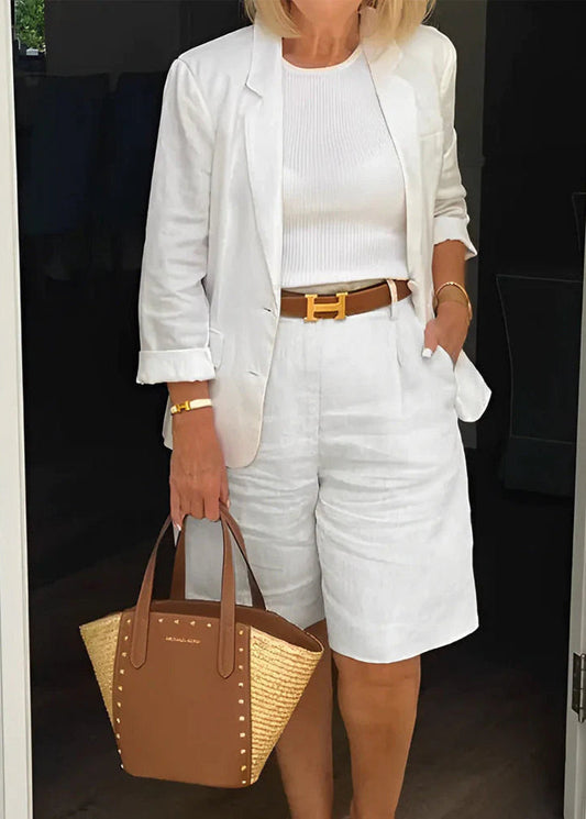 Amélie | Mujer Conjunto de Verano con Blazer y Pantalón Corto de Algodón